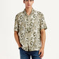 Men's Floral Beige Relaxed Fit Camp Shirt - Front View