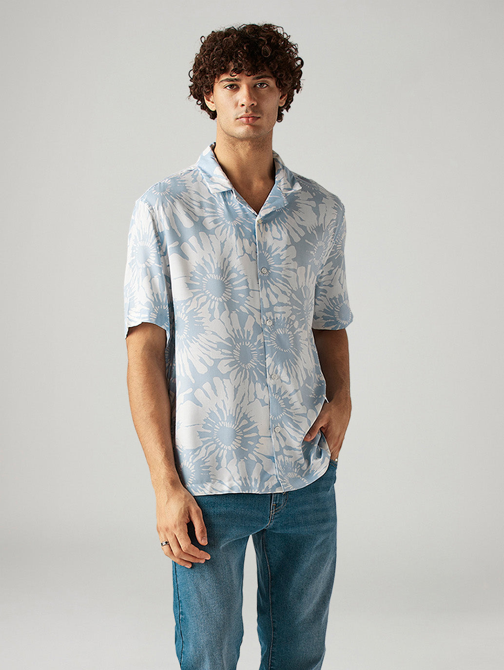Men's Floral Relaxed Fit Resort Collar Shirt - Styleshot View