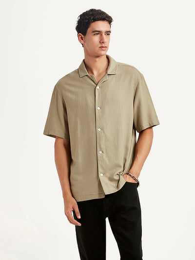 levi's Men's Solid Beige Relaxed Fit Camp Shirt-picture-45