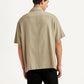 Men's Solid Beige Relaxed Fit Camp Shirt - Back View