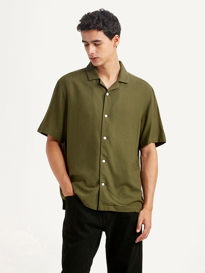 levi's Men's Solid Olive Relaxed Fit Camp Shirt-picture-27