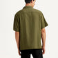 Men's Solid Olive Relaxed Fit Camp Shirt - Back View