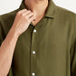 Men's Solid Olive Relaxed Fit Camp Shirt - Detail View