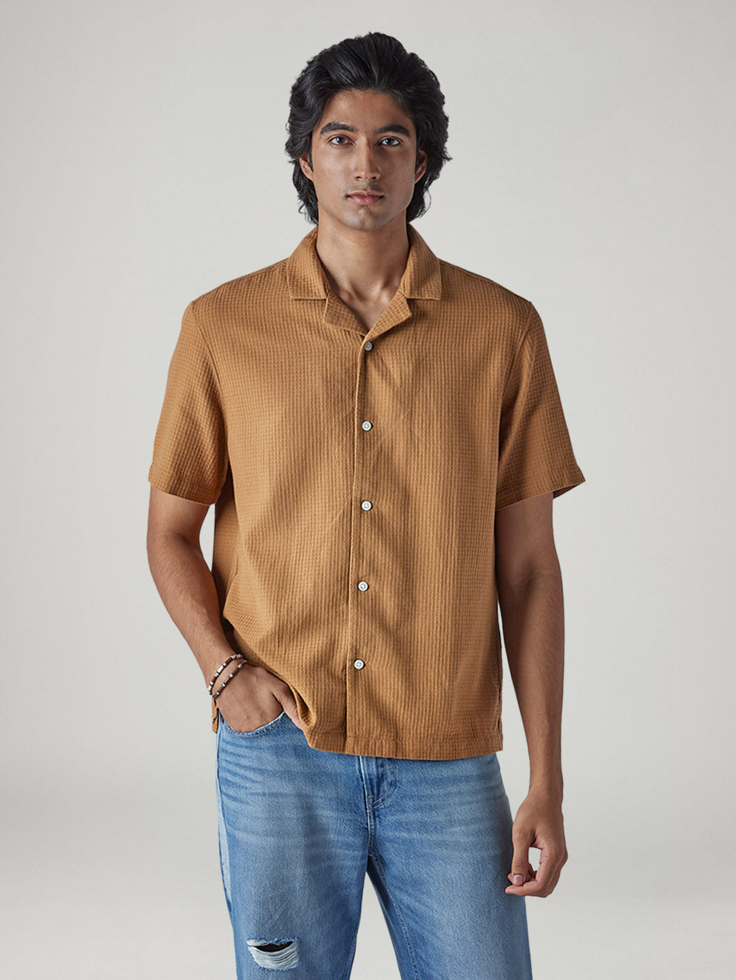 Men's Textured Relaxed Fit Dobby Shirt