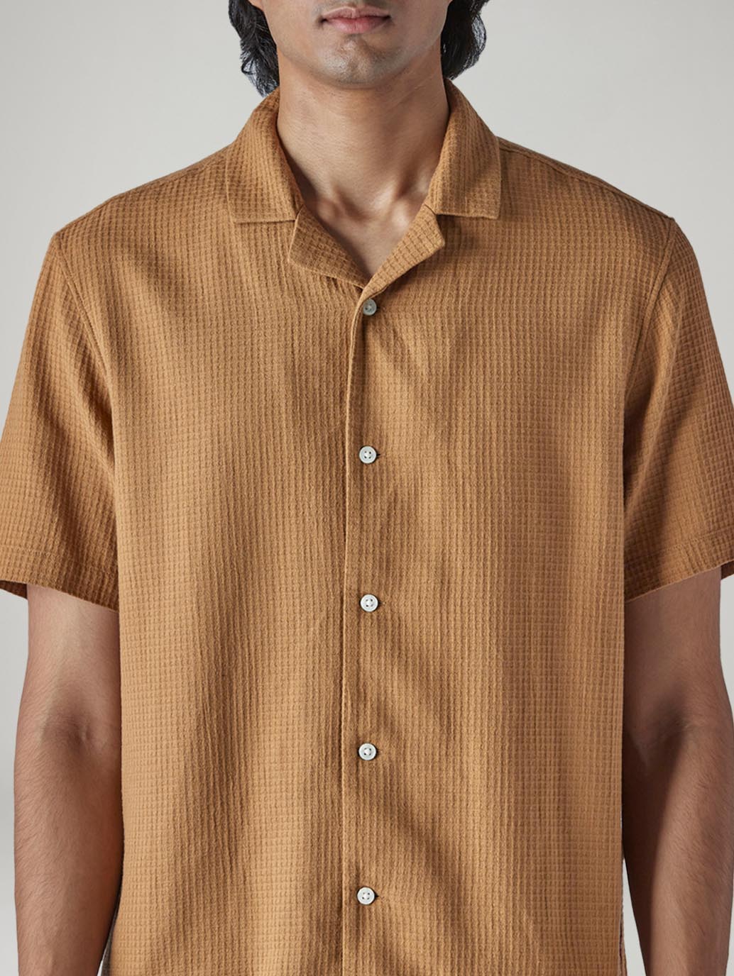Men's Textured Relaxed Fit Dobby Shirt - detail View
