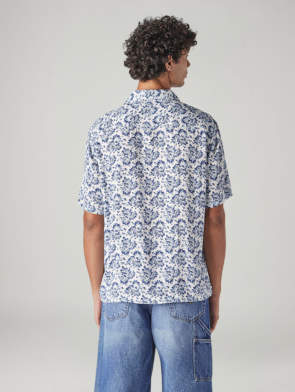 Men's Floral Relaxed Fit Resort Collar Shirt - Back View