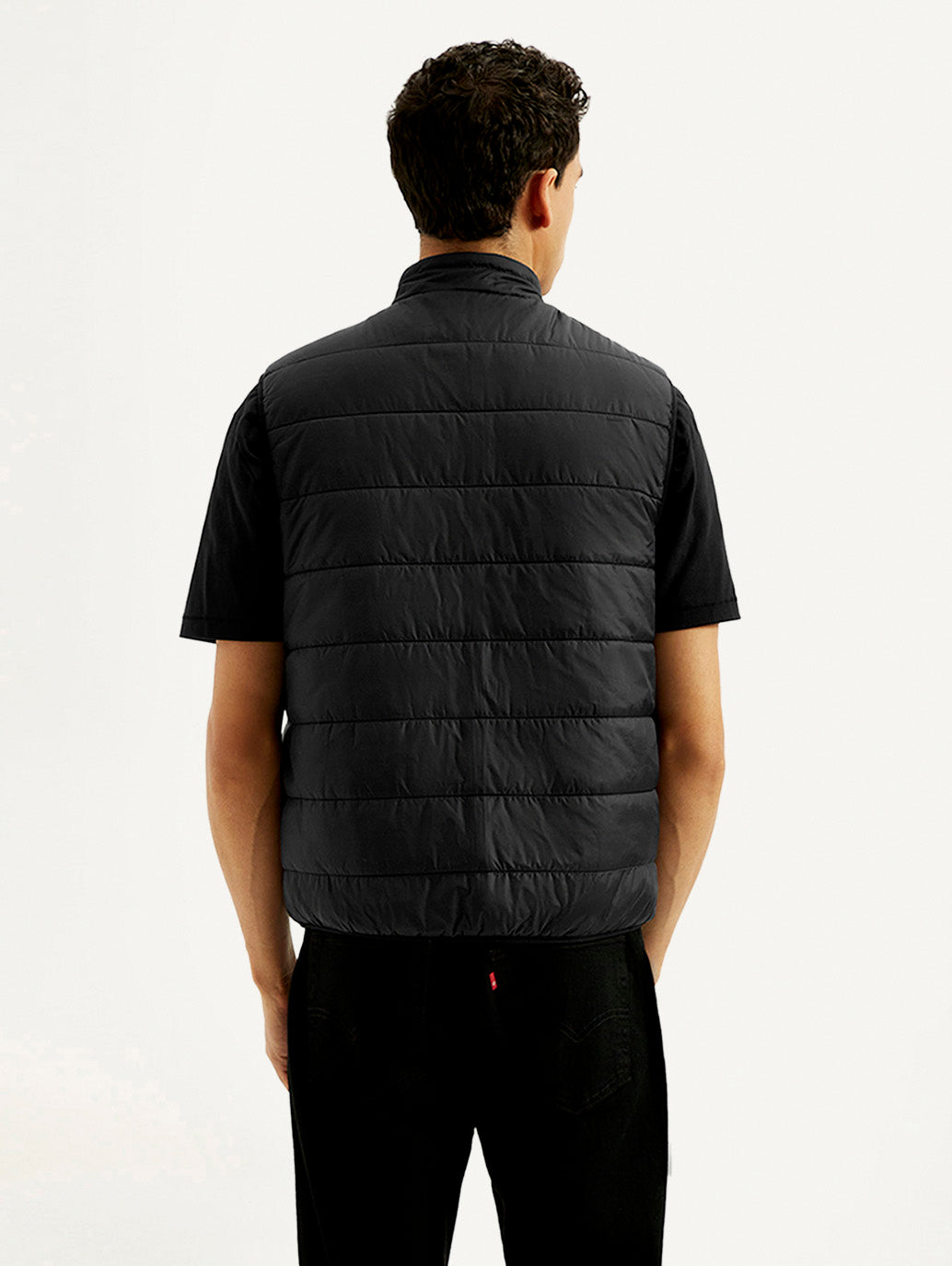 Men's Solid Green puffer Jacket - Back View