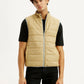 Men's Solid Beige Puffer Jacket - Styleshot View