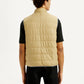 Men's Solid Beige Puffer Jacket - Back View