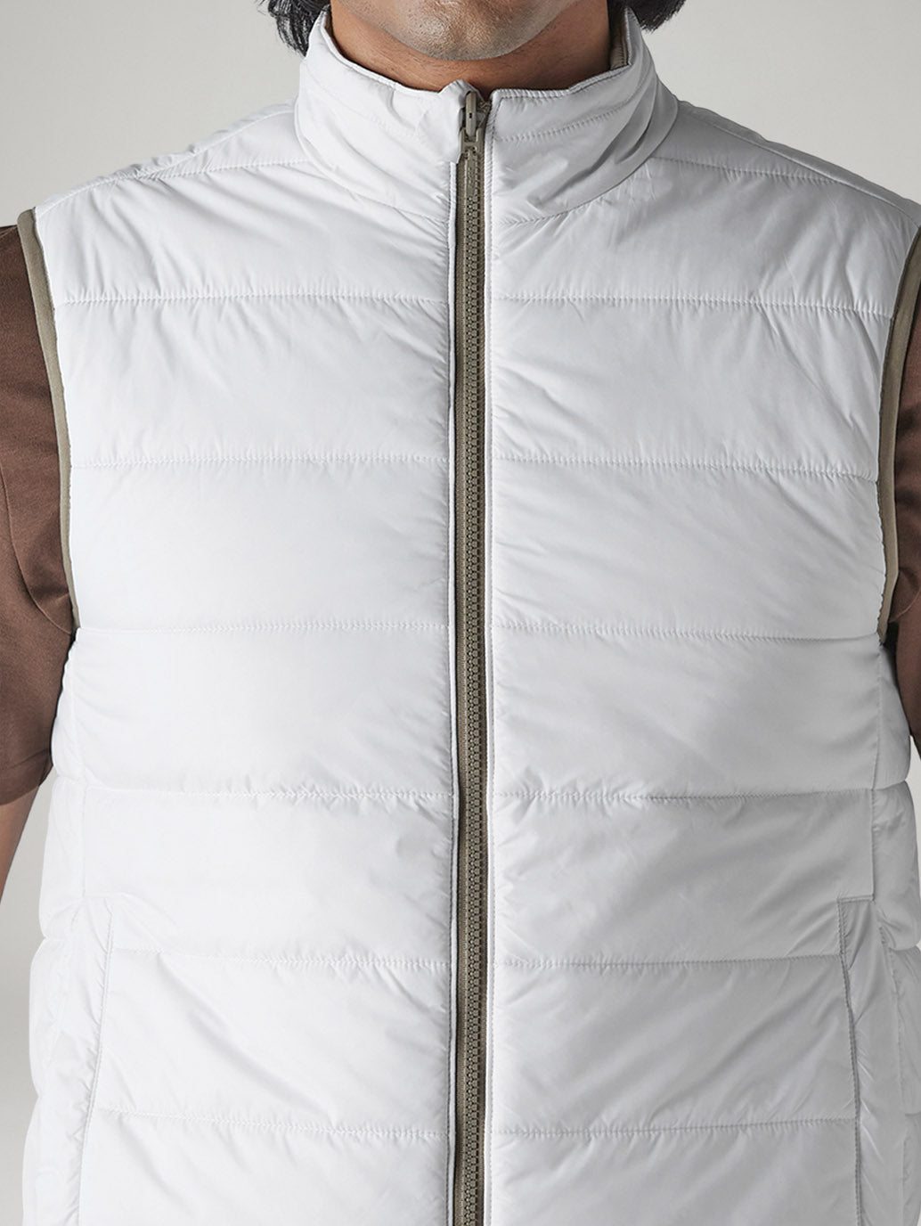Men's Solid Slim Fit Reversible Puffer Jacket - Detail View