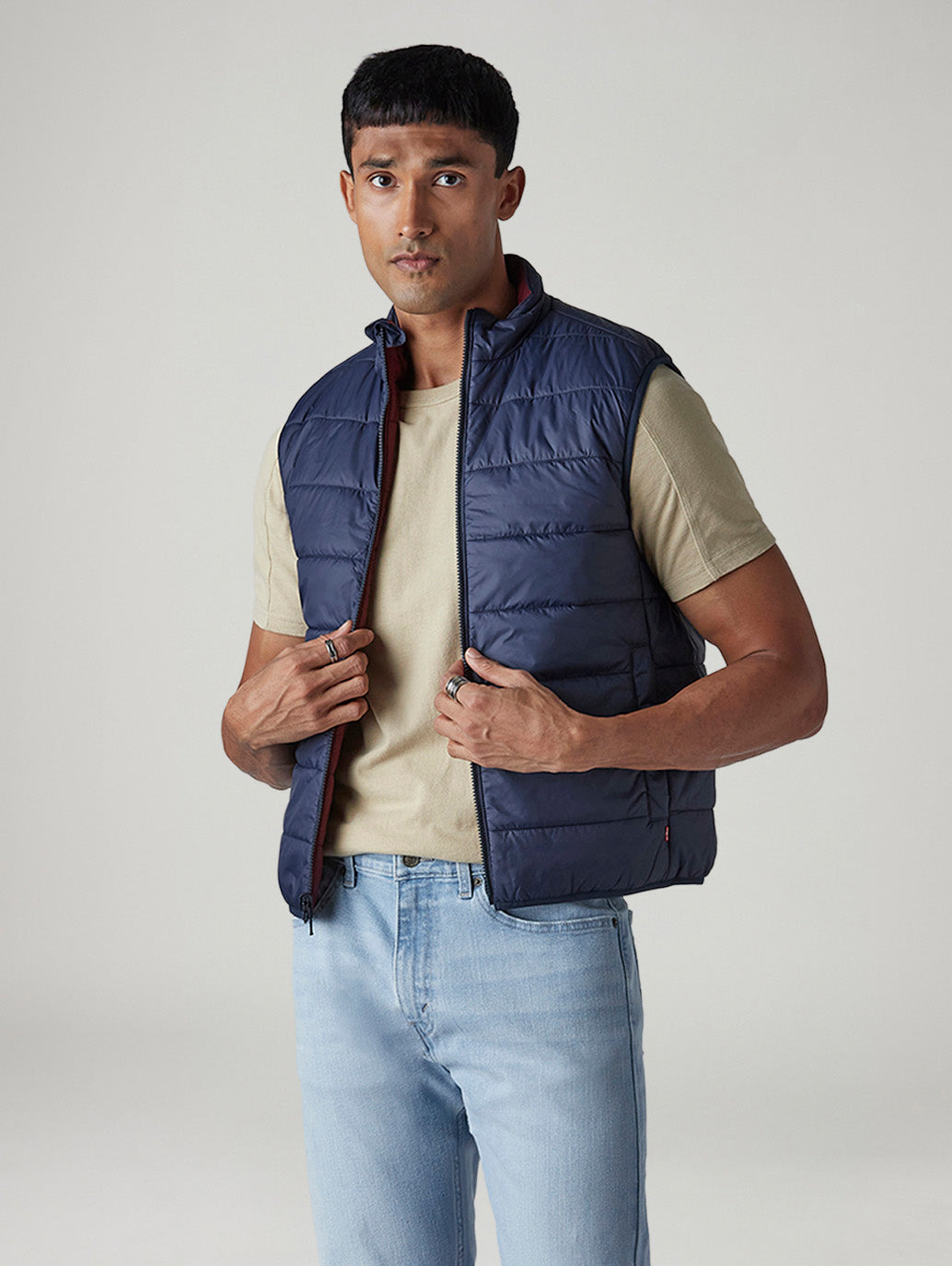 Men's Quilted Slim Fit Reversible Puffer Jacket