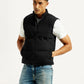 Men's Solid Black Puffer Jacket - Styleshot View