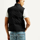Men's Solid Black Puffer Jacket - Back View