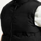 Men's Solid Black Puffer Jacket - Detail View