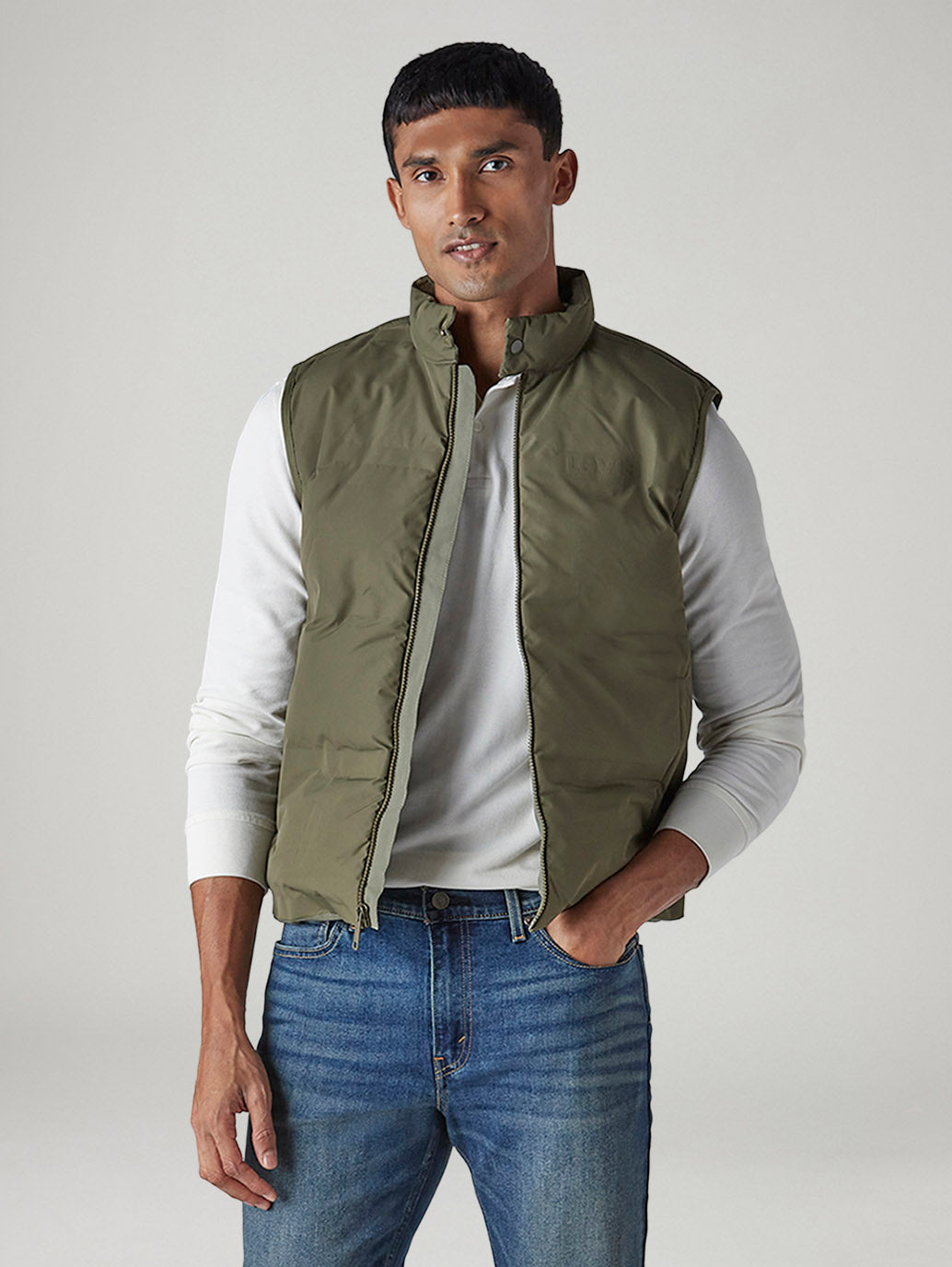 Men's Solid Slim Fit Puffer Jacket