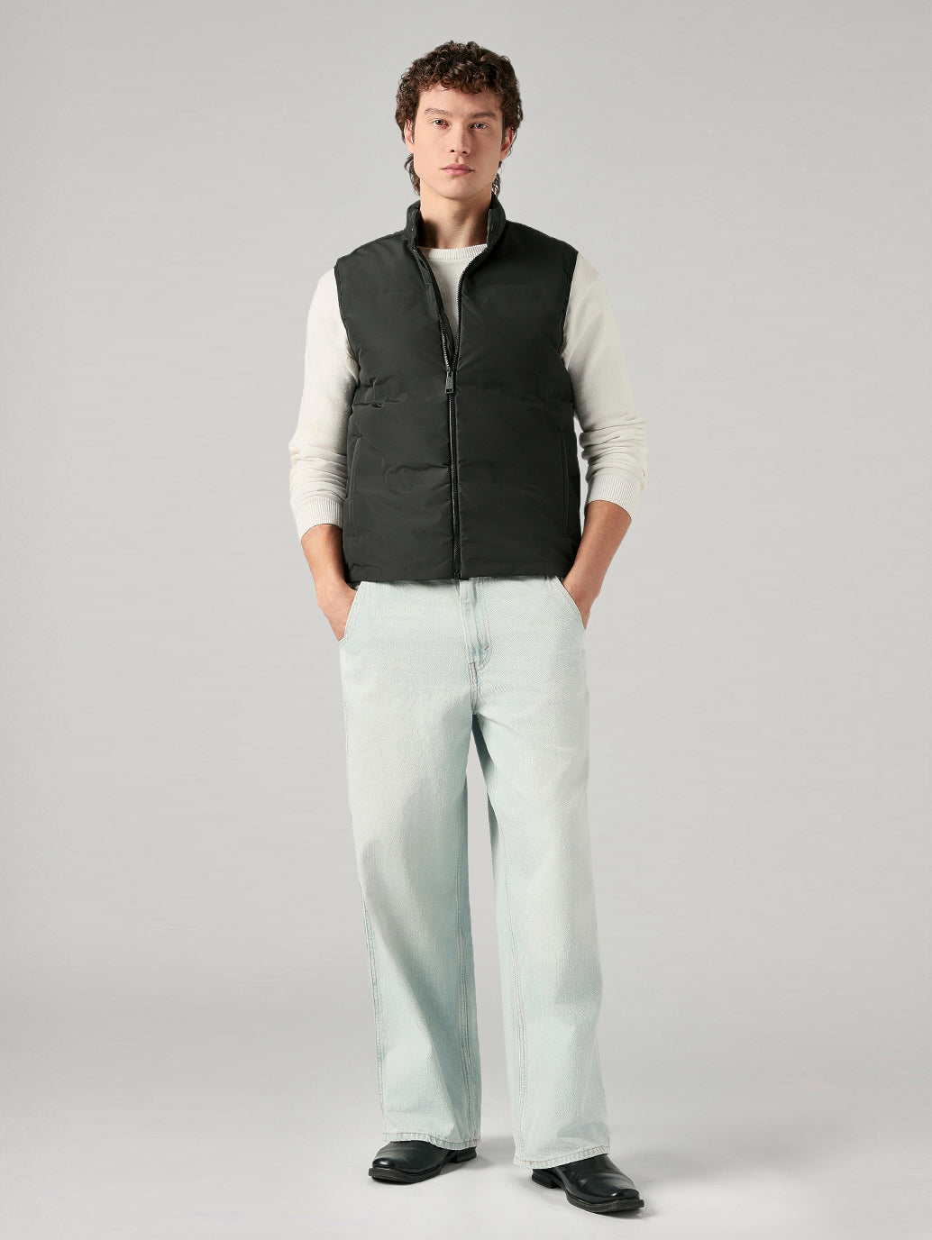Men's Solid Slim Fit Puffer Jacket - Full View