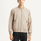 Men's Solid Beige Bomber Jacket - Front View