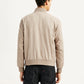 Men's Solid Beige Bomber Jacket - Back View