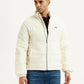 Men's Solid Cream Puffer Jacket - Styleshot View