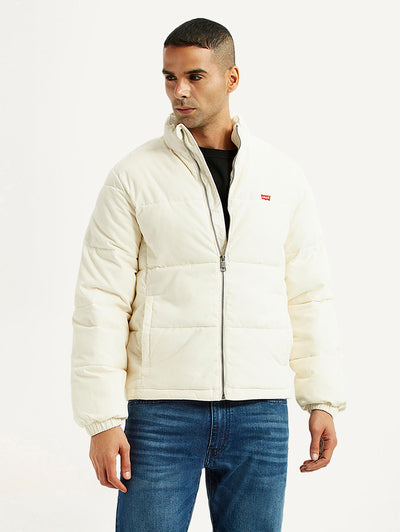levi's Men's Solid Cream Puffer Jacket-picture-26