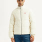 Men's Solid Cream Puffer Jacket - Front View