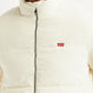 Men's Solid Cream Puffer Jacket - Detail View