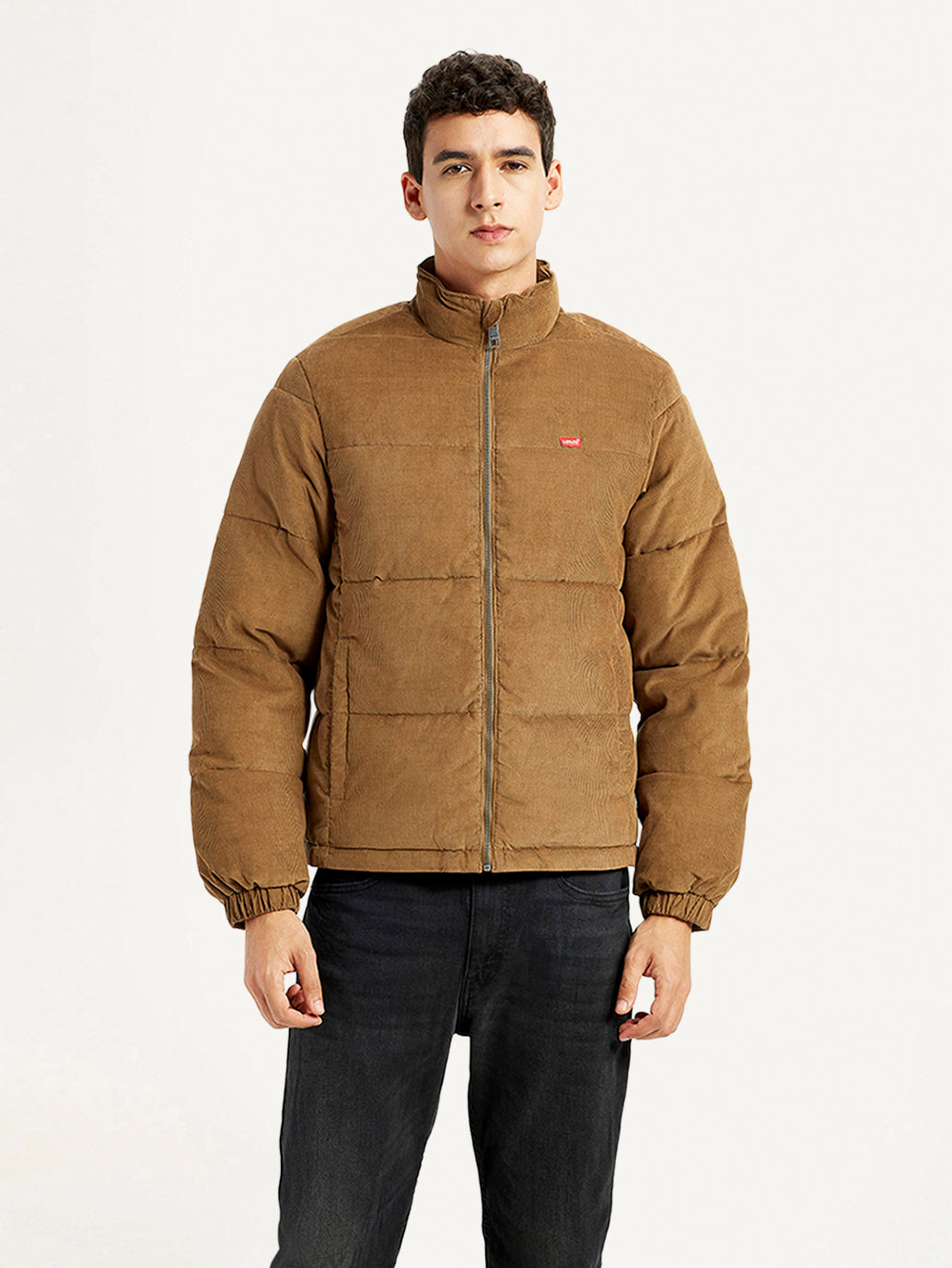 Men's Quilted Slim Fit Puffer Jacket - Front View
