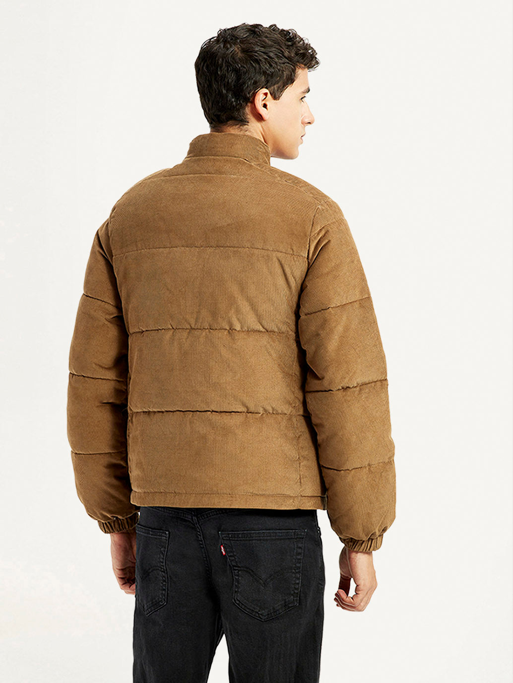 Men's Quilted Slim Fit Puffer Jacket - Back View