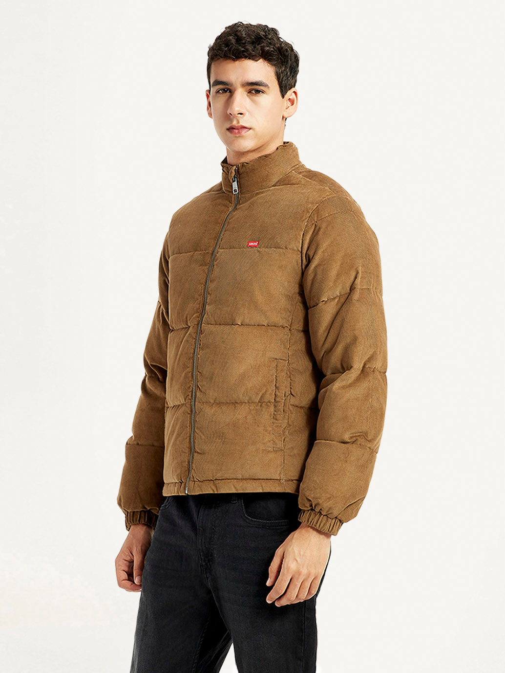 Men's Quilted Slim Fit Puffer Jacket - Side View