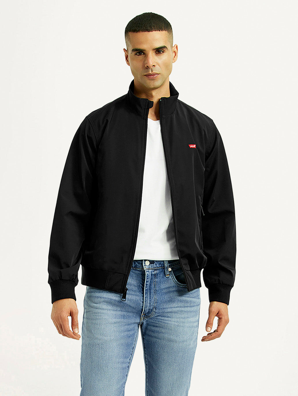 Men's Solid Black Bomber Jacket