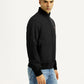 Men's Solid Black Bomber Jacket - Side View