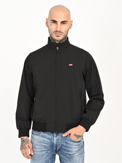 Men's Solid Black Bomber Jacket