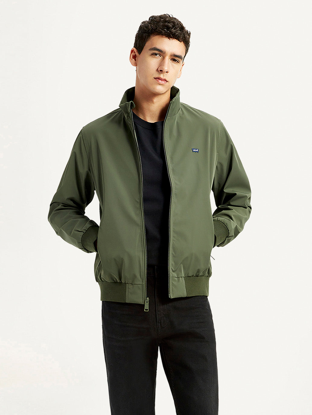 Men's Solid Slim Fit Bomber Jacket - Styleshot View