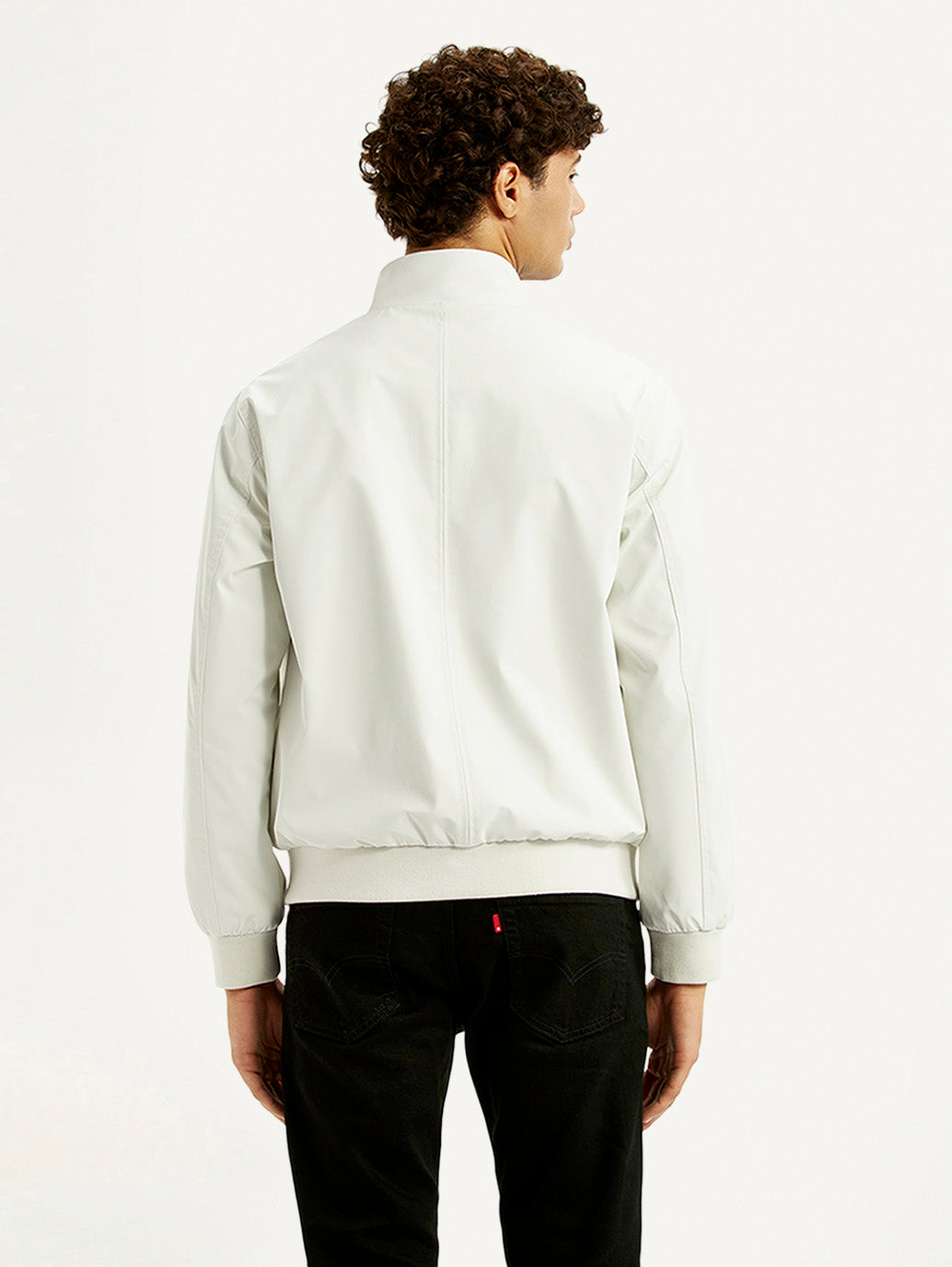 Men's Solid Off White Jacket - Back View