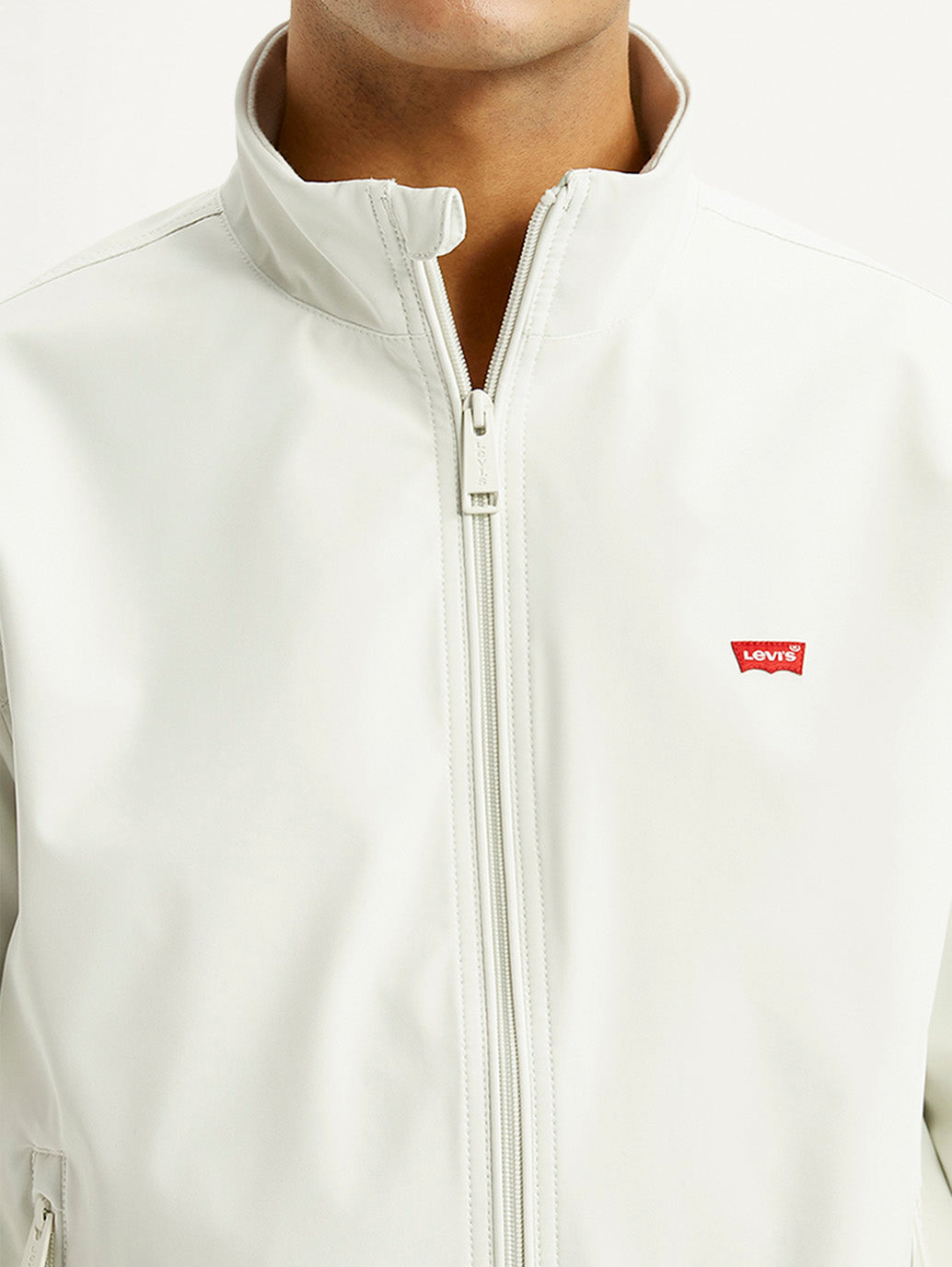 Men's Solid Off White Jacket - Detail View