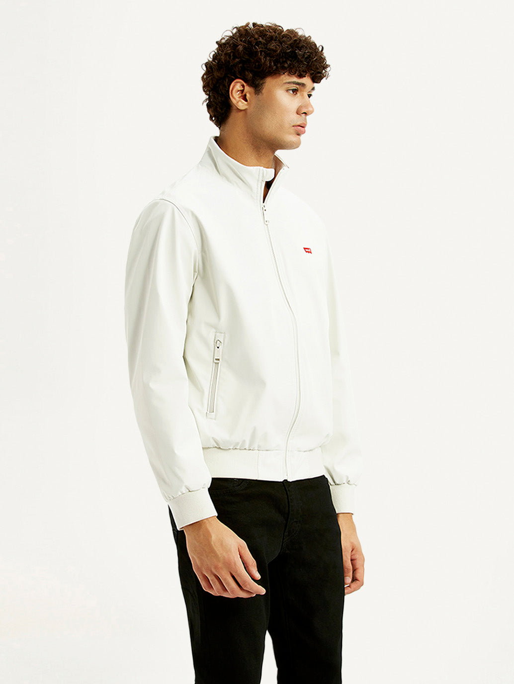 Men's Solid Off White Jacket - Side View