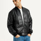Men's Solid Black Bomber Jacket - Styleshot View