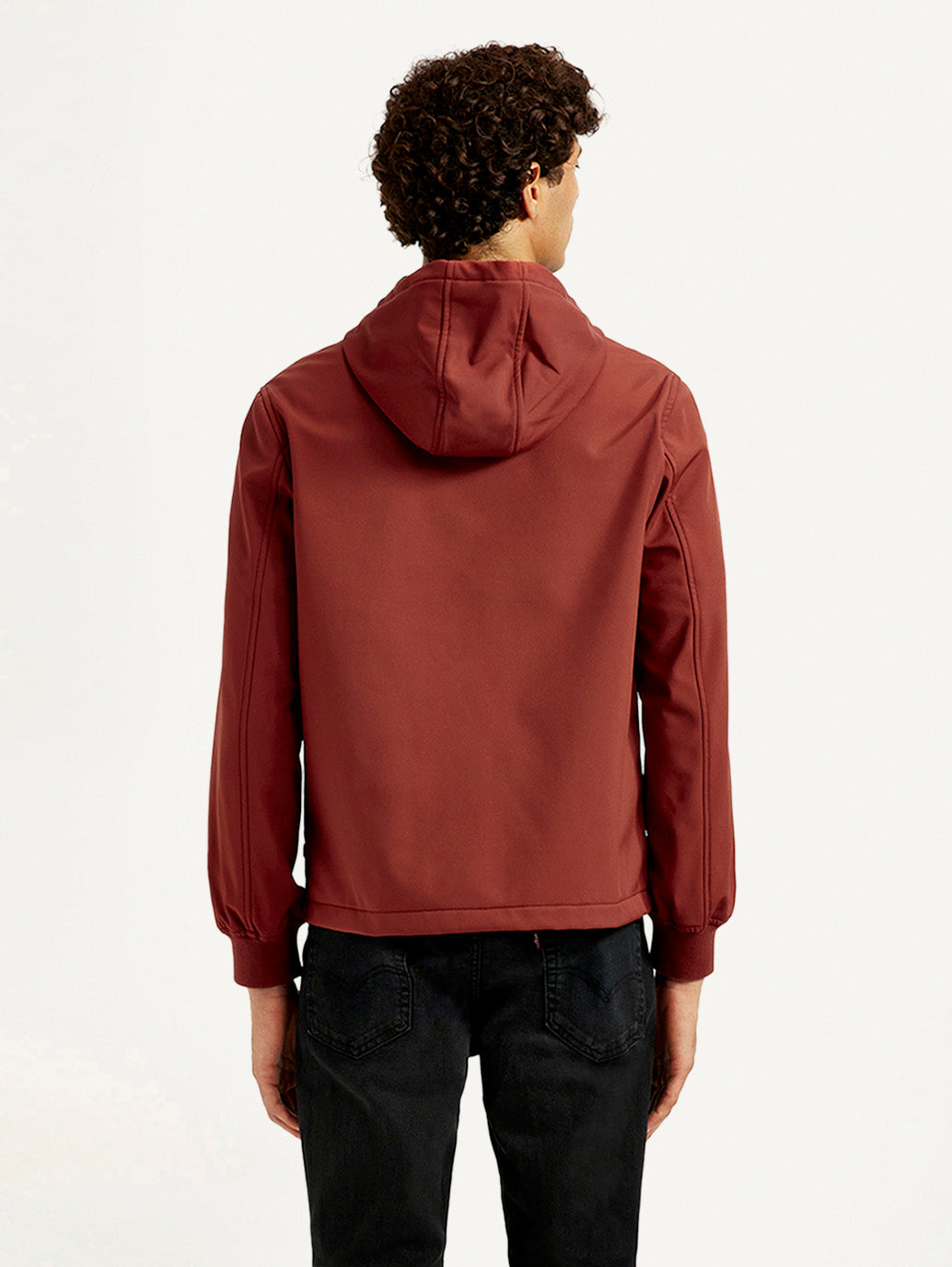 Men's Solid Rust Windcheater Jacket - Back View