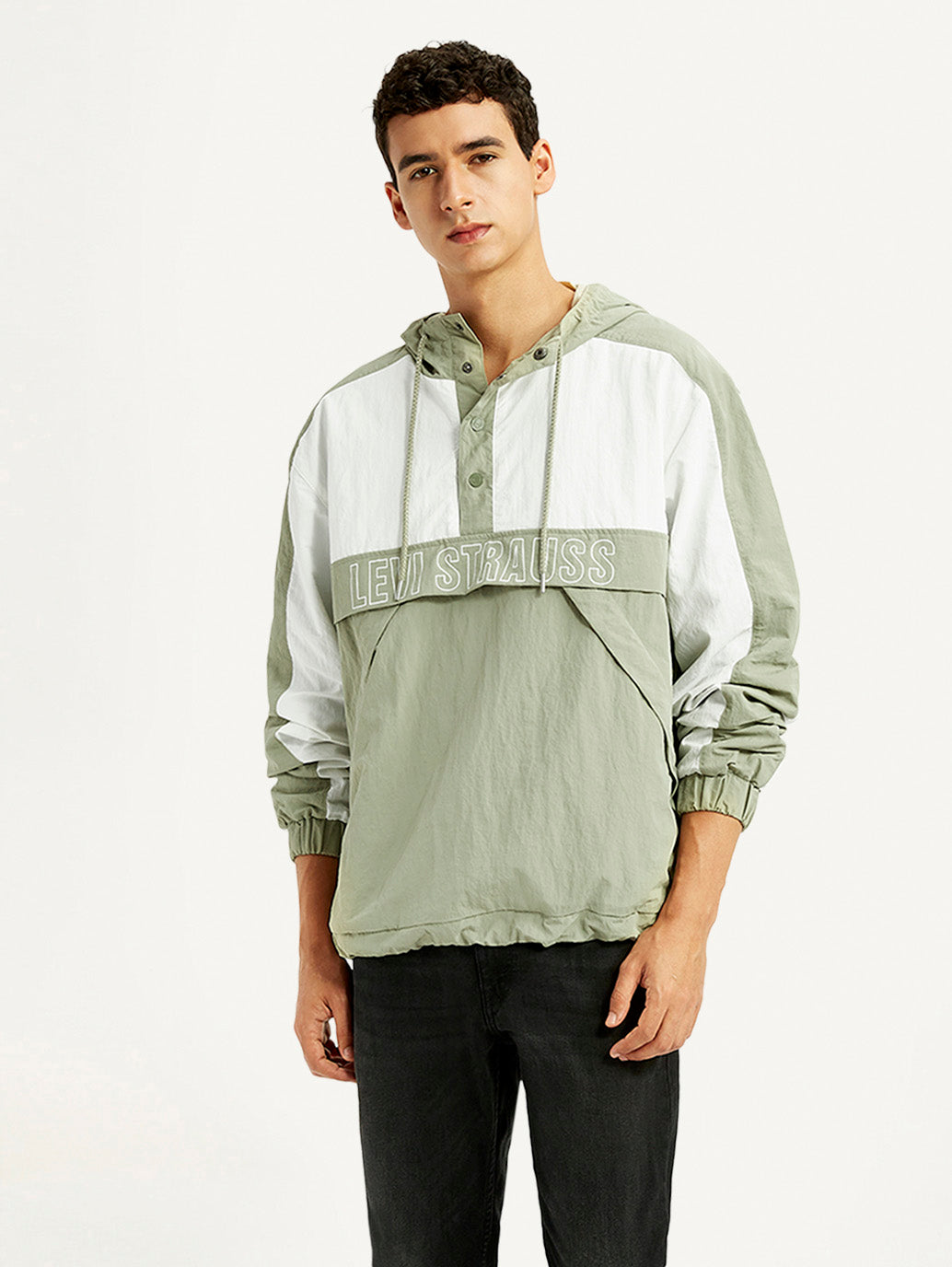 Men's Colorblock Green Windcheater Jacket - Styleshot View