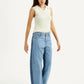 Women's Light Blue Baggy Dad Barrel Fit Mid Rise Jeans - Side View
