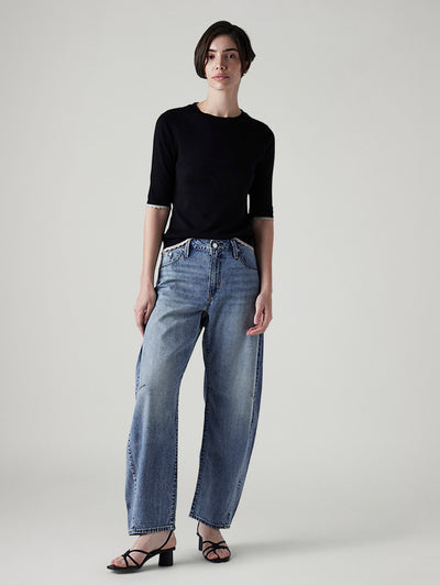 levi's Women's Med Indigo Baggy Dad Barrel Loose Fit Mid Rise Jeans-picture-38