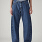 Women's Med Indigo Baggy Dad Barrel Loose Fit Mid Rise Jeans - Front View