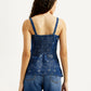 Women's Floral Indigo Square Neck Top - Back View