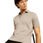Men's Solid Beige Slim Fit Polo T-shirt - Elevated View