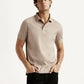 Men's Solid Beige Slim Fit Polo T-shirt - Styleshot View