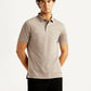 Men's Solid Beige Slim Fit Polo T-shirt - Front View