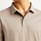 Men's Solid Beige Slim Fit Polo T-shirt - Detail View