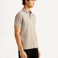 Men's Solid Beige Slim Fit Polo T-shirt - Side View