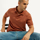 Men's Solid Rust Slim Fit Polo T-shirt - Elevated View