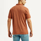 Men's Solid Rust Slim Fit Polo T-shirt - Back View